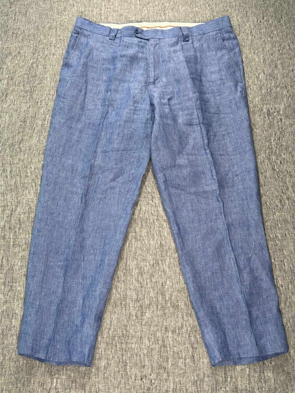 Inserch Linen Pants Mens 42x29 Blue Flat Front Lightweight Beachy Outdoors
